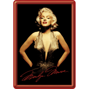 Vykort Plåt 10x14cm Marilyn Monroe gold
