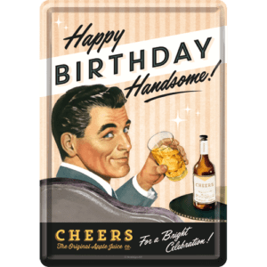 Vykort Plåt 10x14cm Happy Birthday Handsome!