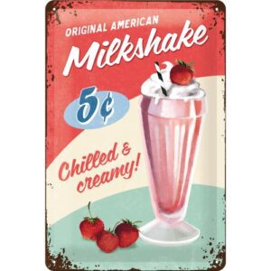 Plåtskylt 20x30cm Milkshake