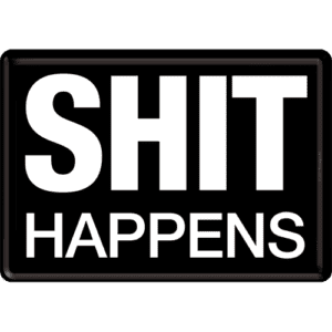 Vykort Plåt 10x14cm Shit Happens