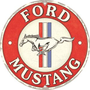 Plåtskylt Rund 35cm Ford Mustang