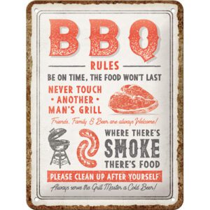 Plåtskylt 15x20cm BBQ Rules