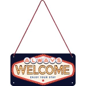 Plåtskylt Hängande 10x20cm Welcome