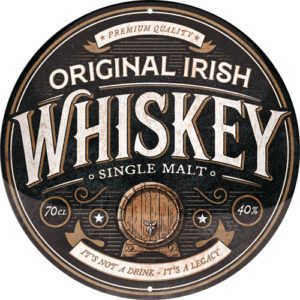 Plåtskylt Rund 35cm Original Whiskey